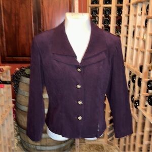 DJ & CO by Dawn Joy Dark Plum Color Faux Suede 2-Piece Skirt Suit Size 12